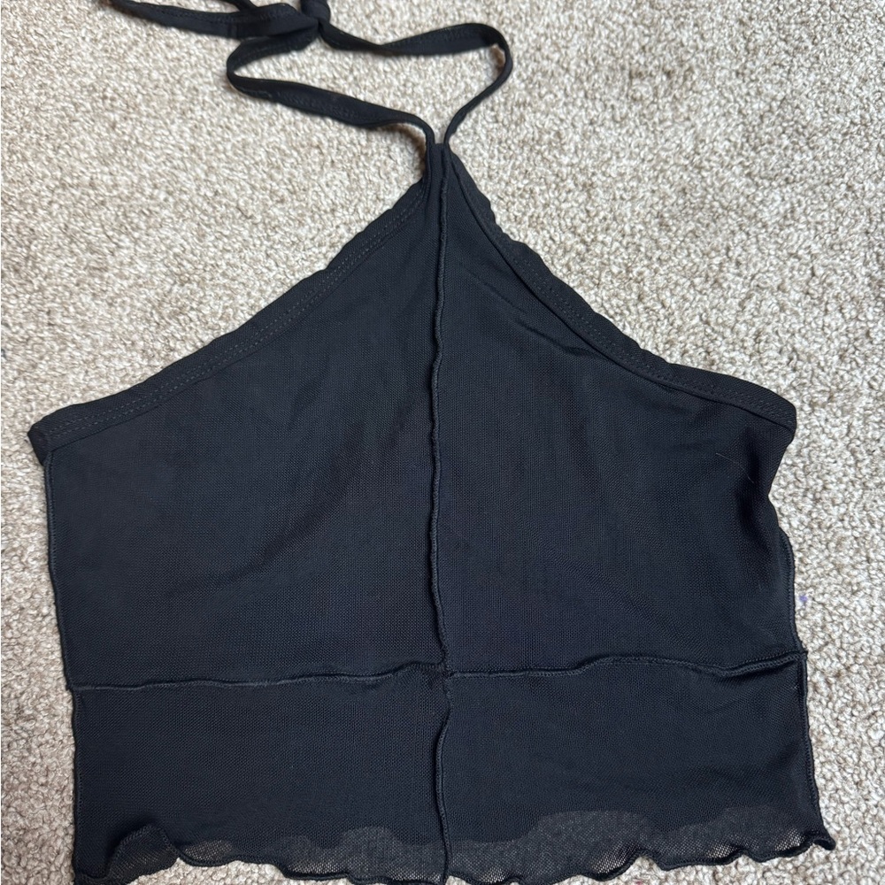 Princess Polly Black Sleeveless Crop Halter Camisole